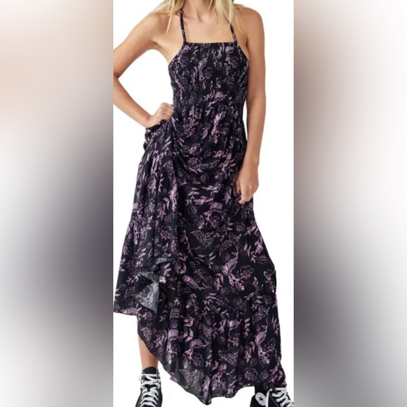 Free People Dresses & Skirts - Free People Heat Wave Floral Print High/Low Dress in Dark Night Combo Size XS